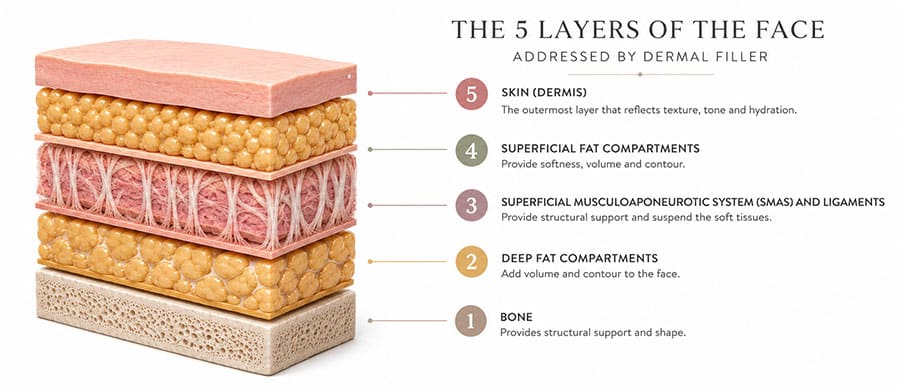 5 layers of the facial structure